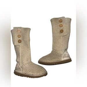 UGG Cream Knit Boots with Button Detail